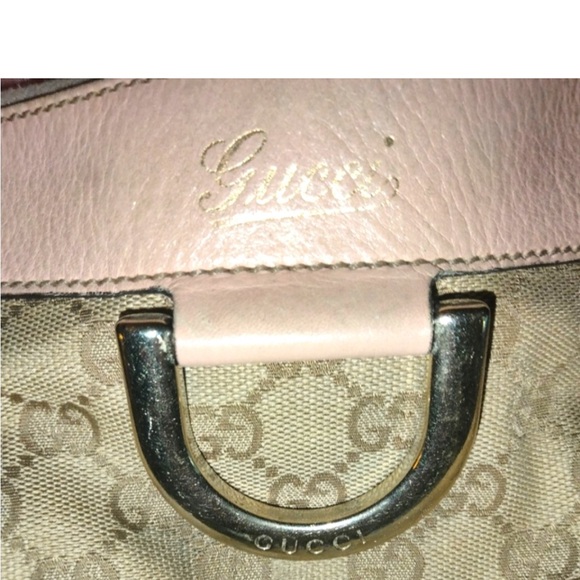 Gucci Abby D Ring Pink Leather and Beige GG Canvas Crossbody /Messenger … - Picture 8 of 16